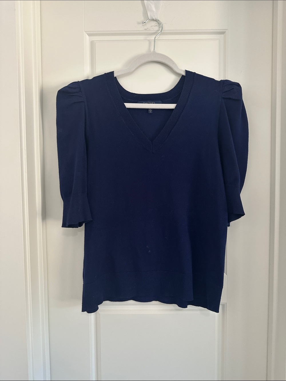RACHEL Rachel Roy Navy V-Neck Puff Sleeve Sweater